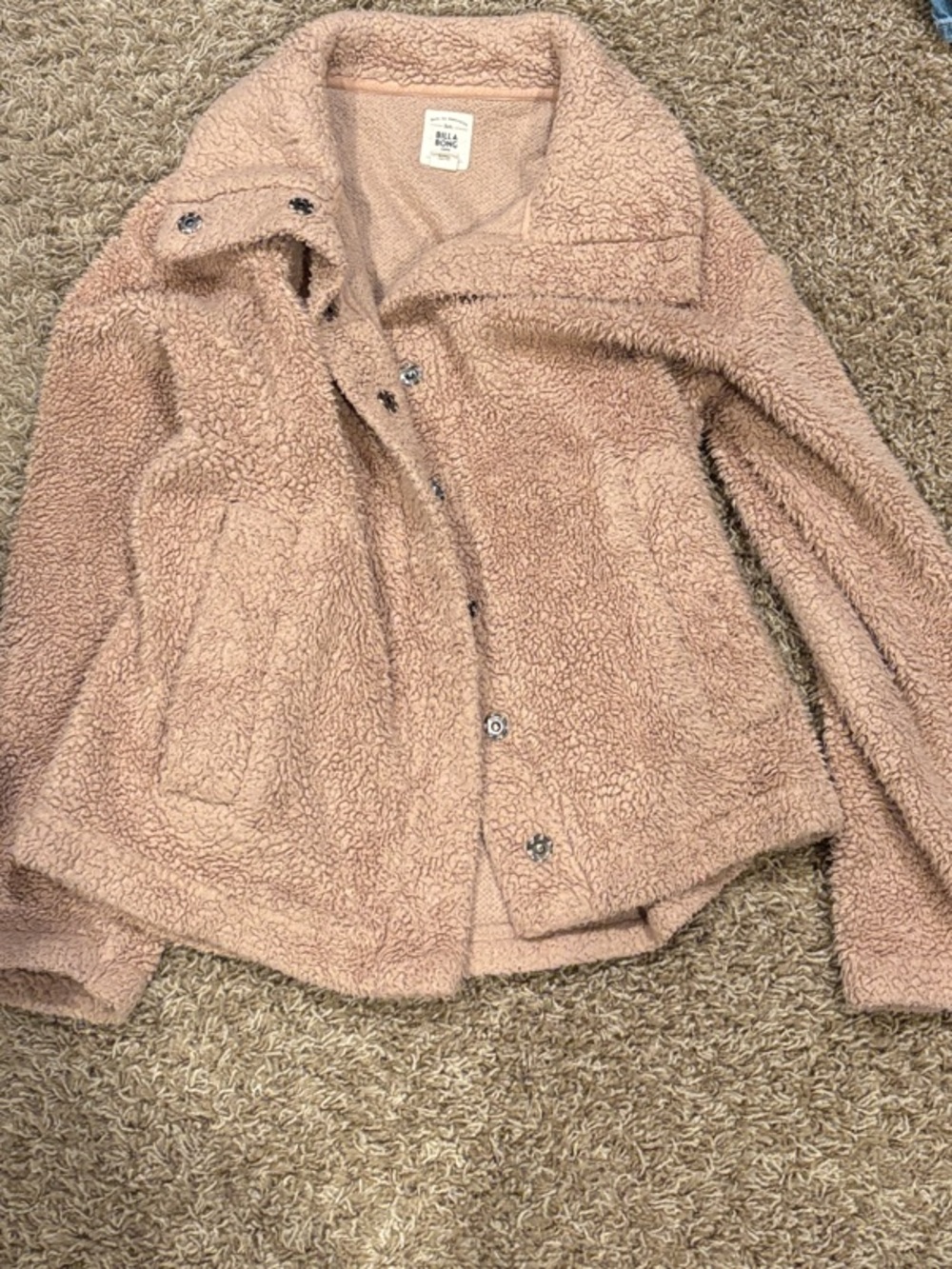 Women's Teddy Sherpa Jacket in Cream - Casual Button-Front Coat